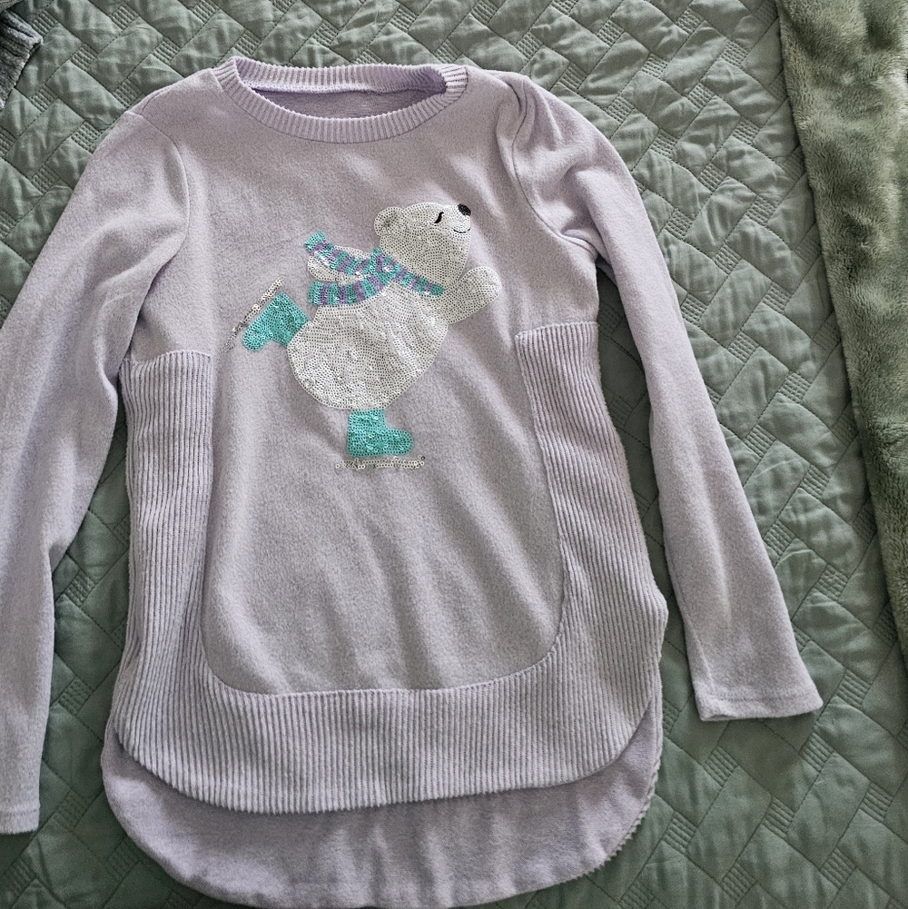 Kids Lavender Polar Bear Sweater Size M
